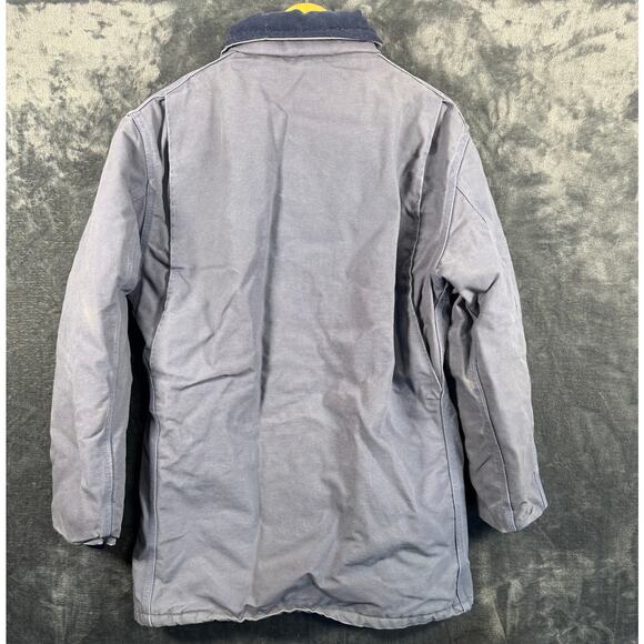 VTG 80s Carhartt Union Made CQ298 Steel Blue Heavy Quilt Lined Western Coat LT - Picture 2 of 7